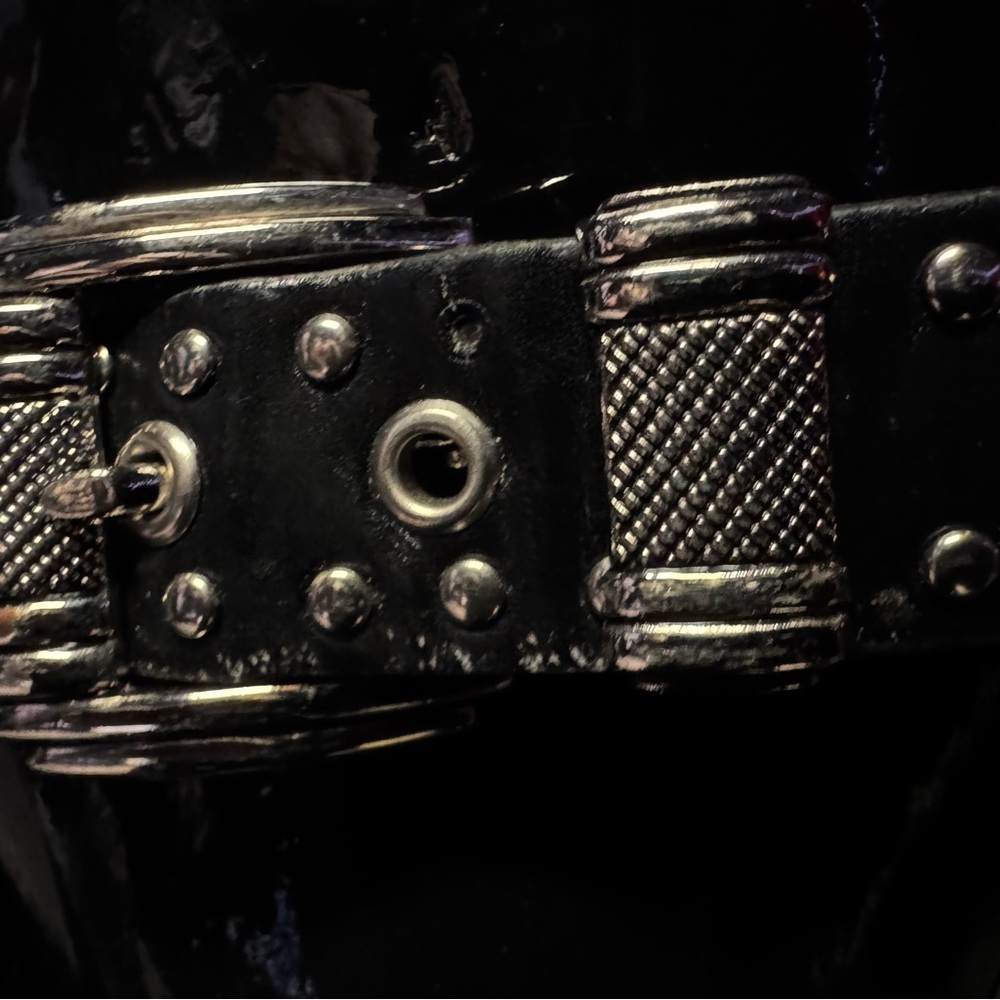 Genuine leather and heavy silver Steampunk VINTAGE metal Belt. Rare and Iconic - Picture 8 of 10